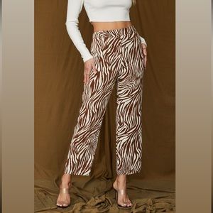 NWT 12th Tribe Nia Brown Zebra Trousers, Small